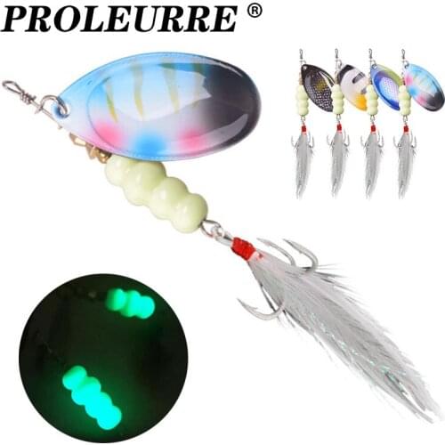 1Pcs Spinner Spoon Luminous Metal Fishing Lure 9g 12g Sequins Spoon Artificial Baits Wobbler Rotating Bait with Treble Hooks