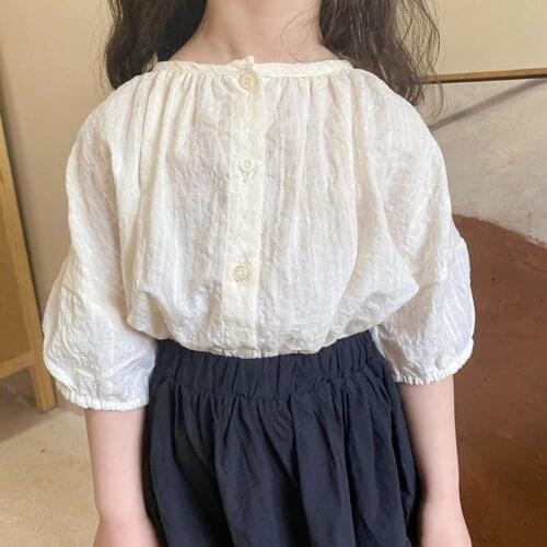 2021 Fashion Summer Spring Baby Girls Blouse Children Half Sleeve Shirst Single Breasted Kids Cardigan Korean Babywear