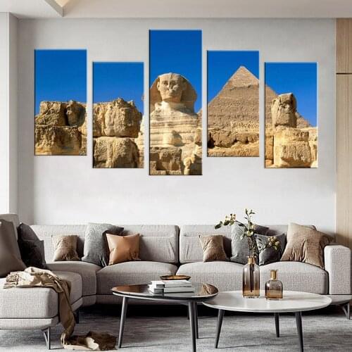 5 Pieces/set Great Sphinx of Egypt Modern Wall Art For Wall Decor Home Decoration Picture Paint on Canvas Prints Painting frame