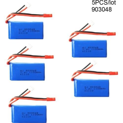5PCS/lot Lipo Battery for WLtoys A949 A959 A969 A979 V912 V913 V353 k929 V262 L959 T23 T55 F45 7.4V 1100mah 903048 RC toy parts