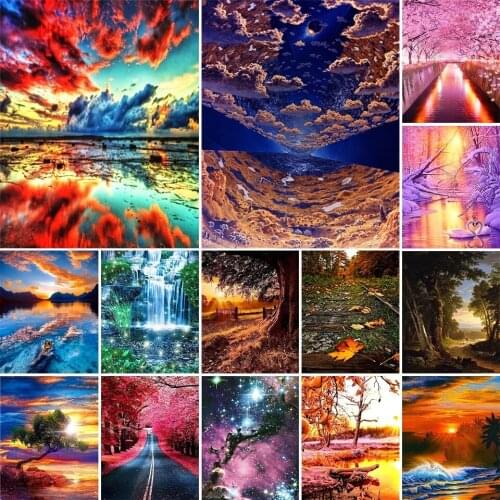5D DIY Diamond Painting Landscape Cross Stitch Kit Rhinestone Picture Full Diamond Embroidery Gift Inlaid Mosaic Home Decoration