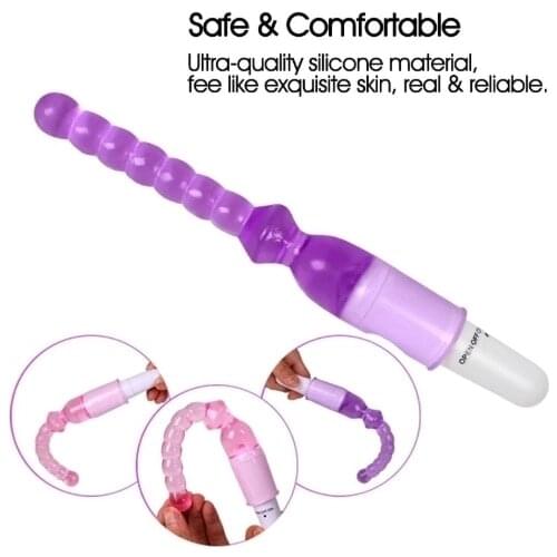 Anal Plug beads Long Jelly Vibrator Stick Sex Toys for women men Couples Powerful Beads Butt Plugs Vibrating Sex Toys Adult