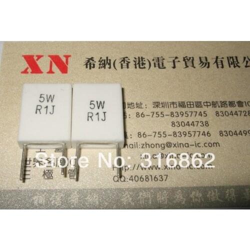 Free Shipping 20pcs/lot 5W 0.1R 5W0.1R 0.1OHM Non-inductance Cement Resistance Ceramic Resistor Electronic Components kit