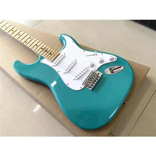 Free shipping for classic Miami blue maple fingerboard electric guitar