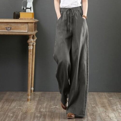 Vintage Summer Long Trousers Women Wide Leg Pants ZANZEA Casual Loose Pantalon High Waist Oversized Solid Harem Palazzo Turnip