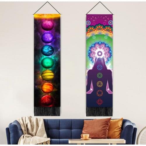 Seven Chakra Decorative Wall Hanging Tapestry Bohemia Tarot Phase Tassel Tapestry Boho Art Tapestries For Home Bedroom Decor