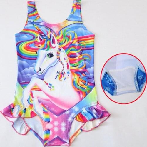 Unicorn swimsuit girl rainbow style child European and American baby bathing suit one-piece swimsuit Free Shipping YZ090