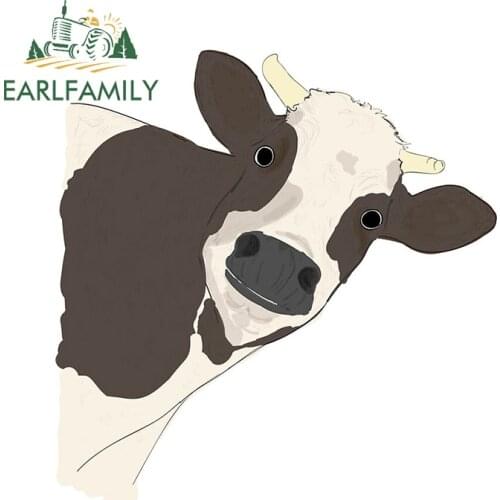 EARLFAMILY 13cm x 12.4cm For Cow Car Stickers Waterproof Decal Custom Printing Vinyl Material Laptop Bumper Decoration