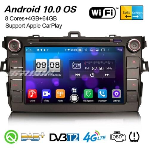 Erisin 8728 8" 8-Core Android 10.0 Car Stereo Bluetooth DAB+ Navi CarPlay DSP DVR DVB-T2 WiFi GPS For TOYOTA COROLLA E140 E150