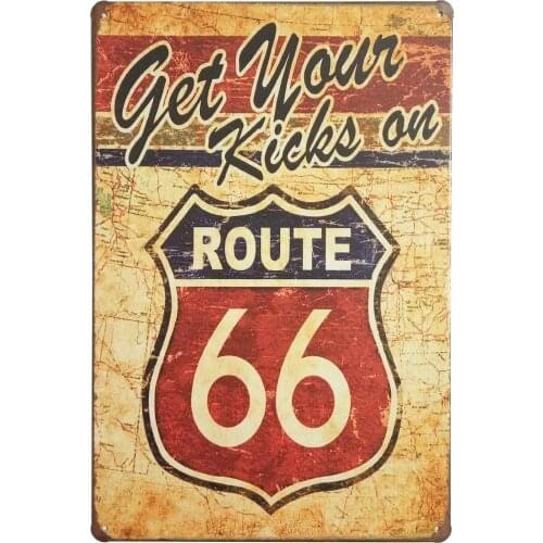 ERLOOD Get Your Kicks Route 66 Metal Retro Wall Plaque Decor Vintage Tin Sign 12 X 8