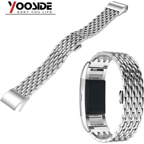 Custom Metal Wristband Stainless Steel Replacement Link Bracelet for Fitbit Charge 2 Watch Bands with Removal Tool