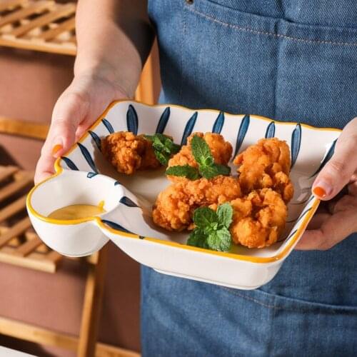 Japanese-Style Ceramic Dumpling Plates With Vinegar Steamed Dumplings Steamed Shrimp Breakfast Multifunctional Square Plates