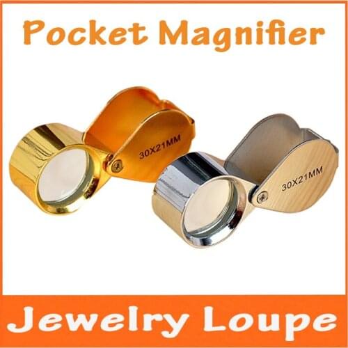 30x21mm Metal Folding Jewellers Jewel Jewelry Magnifier Pocket Loupe Great Birthday Gift for Children Magnifying Glass