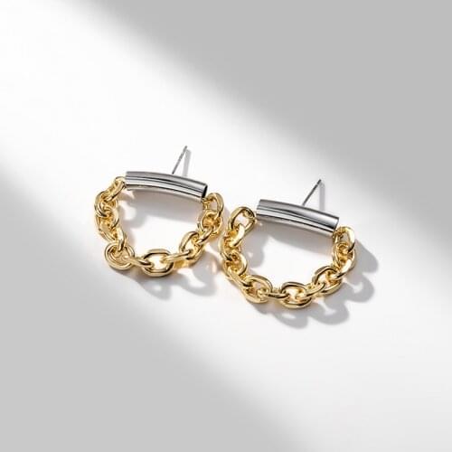 Lifefontier Minimalist Gold Color Stainless Steel Chain Drop Earrings For Women Geometric Tassel Dangle Earrings Korean Jewelry