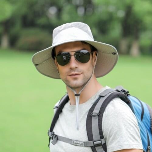 Men Summer Fishing Cap Wide Brim Bucket Hats Sun Boonie Hat Travel Beach Cap UV Protection Breathable Outdoor Hiking Camping Hat