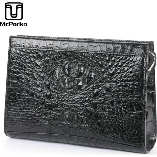 McParko Men Bags Luxury Brand Style Clutch Bags With Strap For Businesses Genuine Crocodile Leather HandBag For Men Handy Wallet