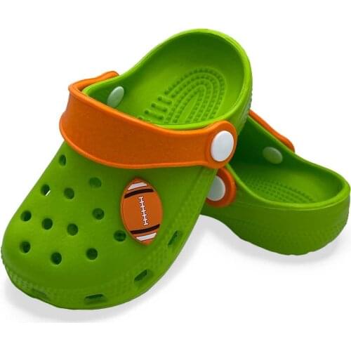 Male Child Green American Football Ball Tasarıımlı Crokcs