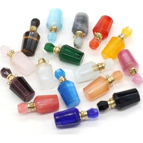 Natural stone Perfume Bottle Pendant Two-hole connection Exquisite Charms For Jewelry Making DIY Necklace Bracelet Accessories