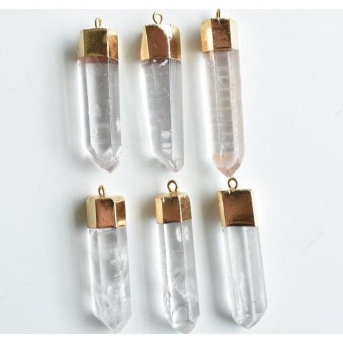 Wholesale 6pcs/lot 2020 new fashion good quality natural crystal pillar charms Pendants for jewelry marking free shipping
