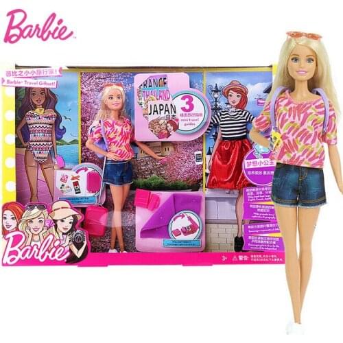 Barbie Original Brand doll Travel Gift Set Doll Christmas Toy For Girl Pretend Dolls Fashion Makeup style Girl Day Gift Bonecas