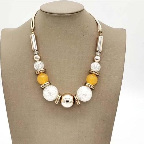 D&D Acrylic Beads Necklace for Women Geometric Necklaces & Pendants Statement Collar Handmade Fashion Jewelry Gifts