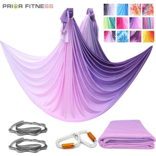 PRIOR FITNESS 5 meters yoga colorful hammock set aerial swing upside down traction device suitable for trapeze swing