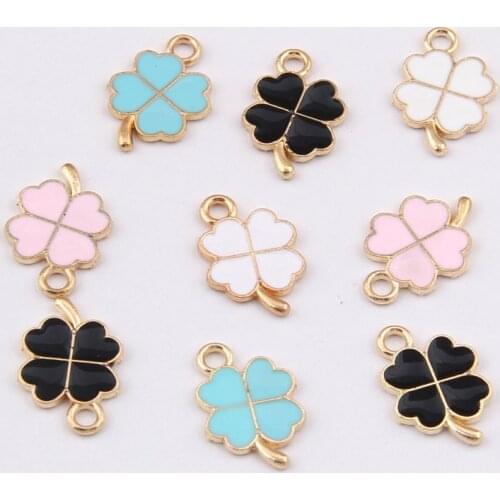 20 PC New Hot Oil Drop Charms Clovers Enamel Charms Alloy Pendant fit necklaces bracelets DIY Jewelry Accessories