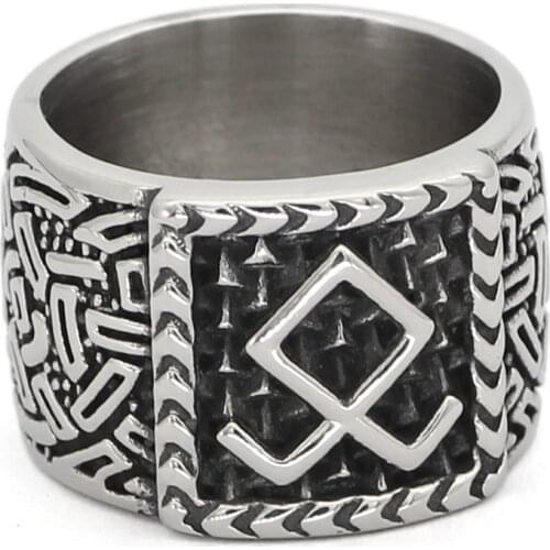 Nordic viking rune Odin Symbol stainless steel rings with valknut gift bag
