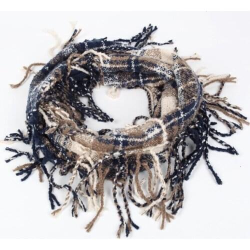 Novely NEW Women Ring Scarf Cashmere Soft Warm Winter Loop Plaid Scarf With Tassel Neck Lic Infinity Scarves Hot Sale Dropship