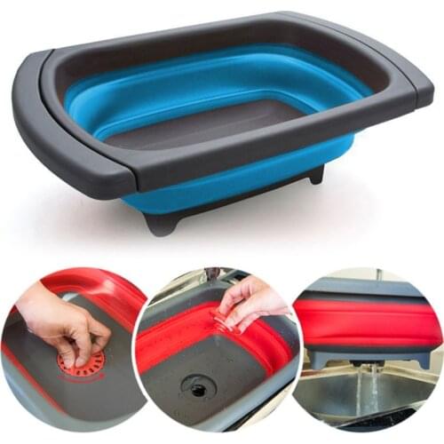 Silicone Fruit Vegetable Collapsible Colander Eco-friendly Foldable Kitchen Strainer Drain Baskets With Retractable Handles