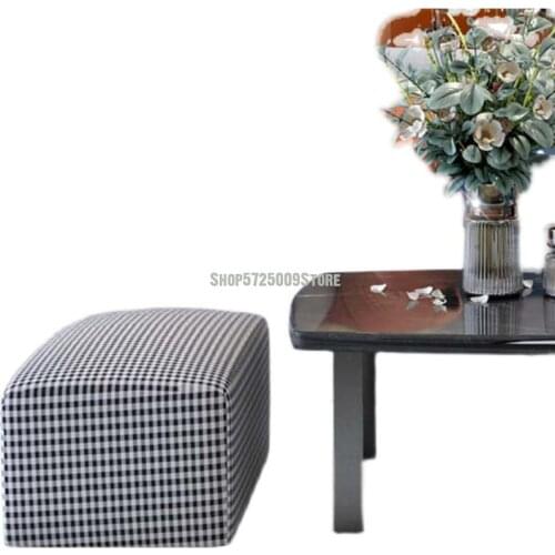Nordic Sofa Footstool Light Luxury Thousand Bird Lattice Footstool Square Footstool Living Room Sofa Side Stool Changing Shoes S