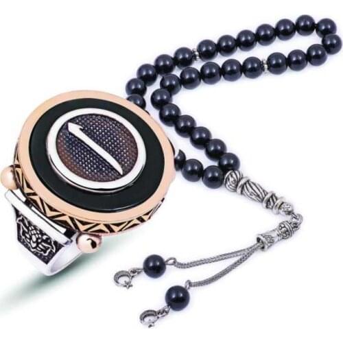 Tevuli 925 Sterling Silver Ebony Gemstone Aleph Male Ring