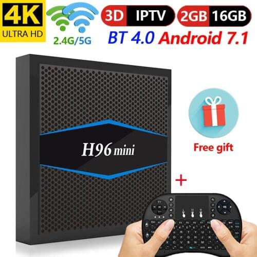 H96 mini TV Box Android 7.1 OS Smart TV Box 2GB 16GB Amlogic S905W Quad Core 2.4G/5GHz WiFi IPTV Set top box 4K HD Media Player