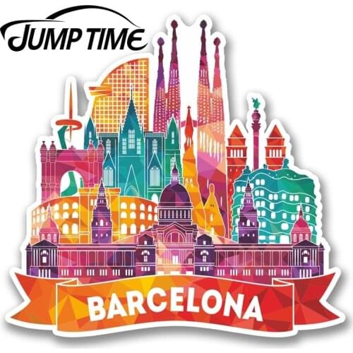Jump Time for Barcelona Catalunya Spain Vinyl Sticker Decal Travel Luggage Tag Decal Rear Windshield Waterproof Car Accessories