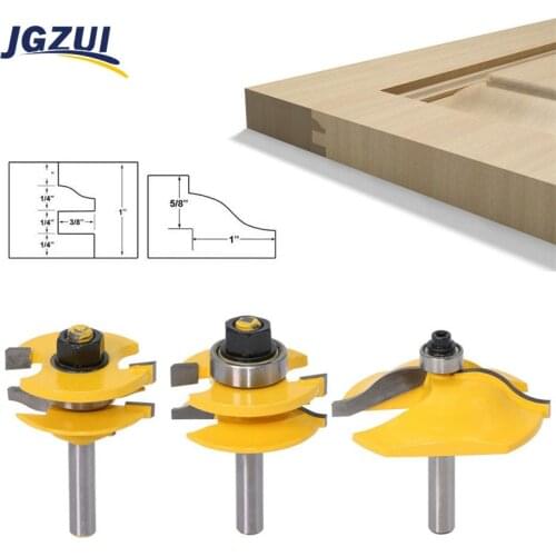 High Quality 8mm Shank Raised Panel Cabinet Door Router Bit Set Wood Cutter Milling Cutters 3 Bit Ogee Woodworking Router Bits