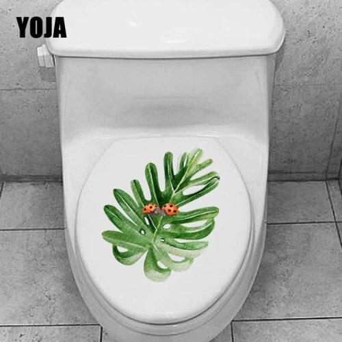 YOJA 20.2X22.8CM Creative Toilet Decal Seven Star Ladybug On Leaves Home Decor Wall Sticker Cartoon T5-1075