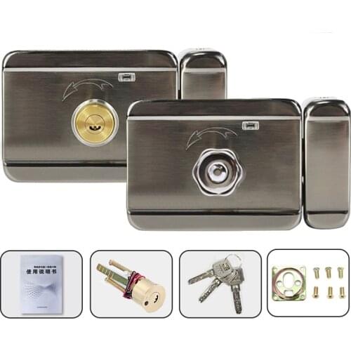 Electric gate Lock 12V with Cylinder Locks for Gates with Solid Brass Hock Roll Iron Wooden Door Lock