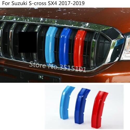 Car Protection Detector ABS Chrome Trim Front Up Head Grid Grill Grille Panel 2pcs For Suzuki S-Cross SX4 2017 2018 2019 2020