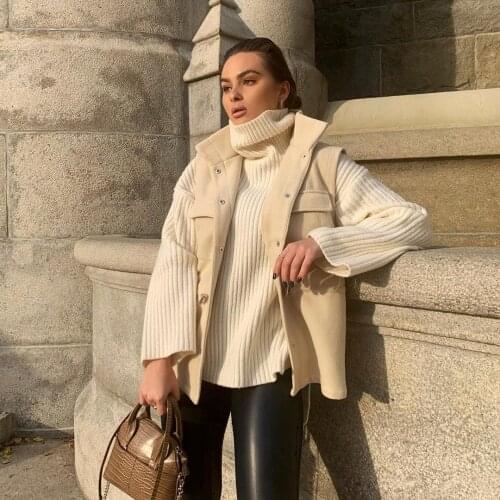 2021 spring and autumn Za new Fleece Vest coat womens sleeveless Lapel solid color slim fit jacket waist drawstring jacket