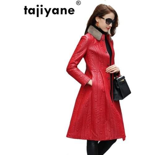 Leather Genuine Real Jacket Women Tops Autumn Winter Jacket Korean Vintage Mink Fur Collar Sheepskin Coat Female Jacket ZT1747