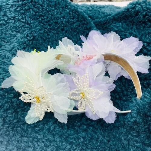 Womens Hair Hoop, Shiny Rhinestone Hair Hoop,Butterfly Pearl Flower Headband