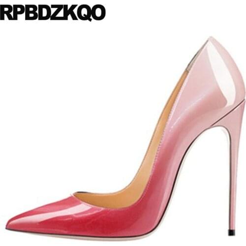 Pumps Plus Size 13 45 2018 Pointed Toe 12cm 5 Inch 12 44 Crossdresser Stiletto Patent Leather High Heels Big Women Shoes Extreme