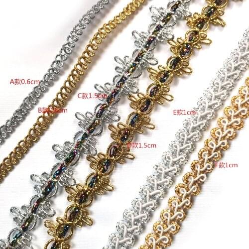 1Yards New High Quality Silver Lace Fabric Ribbon Collar Gold Lace Ribbon Christmas Sewing Trimmings Crafts encaje dentelle VG40