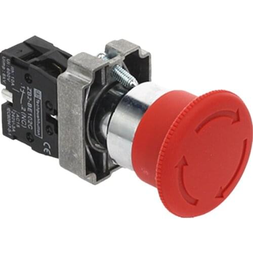 10Pcs 22mm XB2-542 Mushroom Head Emergency Stop Button Switch 10A/415V Emergency Stop Power Button Switch