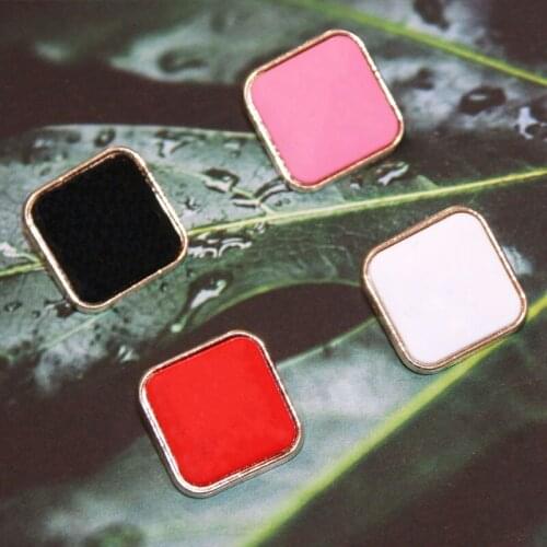 10pcs / lot 2021New 18mm Square Decorative Buttons High Quality Plane Gold Buttons For Shirt Jacket Sewing Accessory DIY