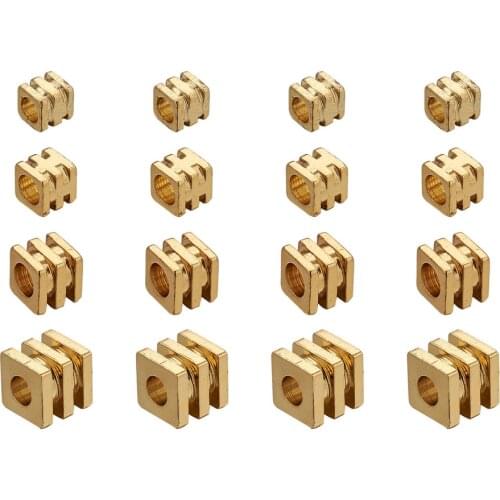 100pcs Grooved Cube Square Brass Metal Spacer Beads Golden Loose Spacer Beads fot Jewelry Making DIY Bracelet Connector 2/3/4mm