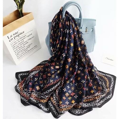 180*90cm Silk Scarf Foulard Bandana 2021 Long Lrage Shawl Wrap Neck Lady Hijab woman muffler beach pareo funscreen girl fashion