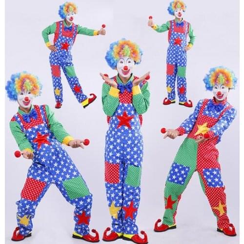 2020 Hot Superior quality Funny Clown Costume Adults Clown Halloween Cosplay Costume Clown Clothes Suit Clown props parts shoes