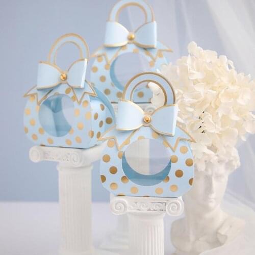 24Pcs Wedding Candy Paper Handle Box With Windows Gift Packaging Bag Chocolate Candy Birthday Graduation Party Favor Gift Box