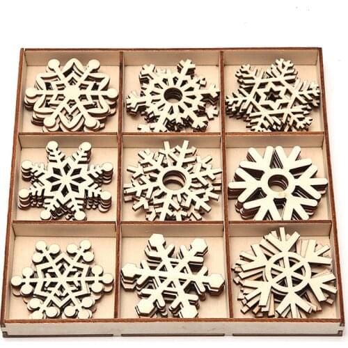 45PC Creative Wooden Hollow Polygon Snowflake Pendant Christmas Party Decor Parts Car Pendant DIY Wedding Curtain Make Accessory